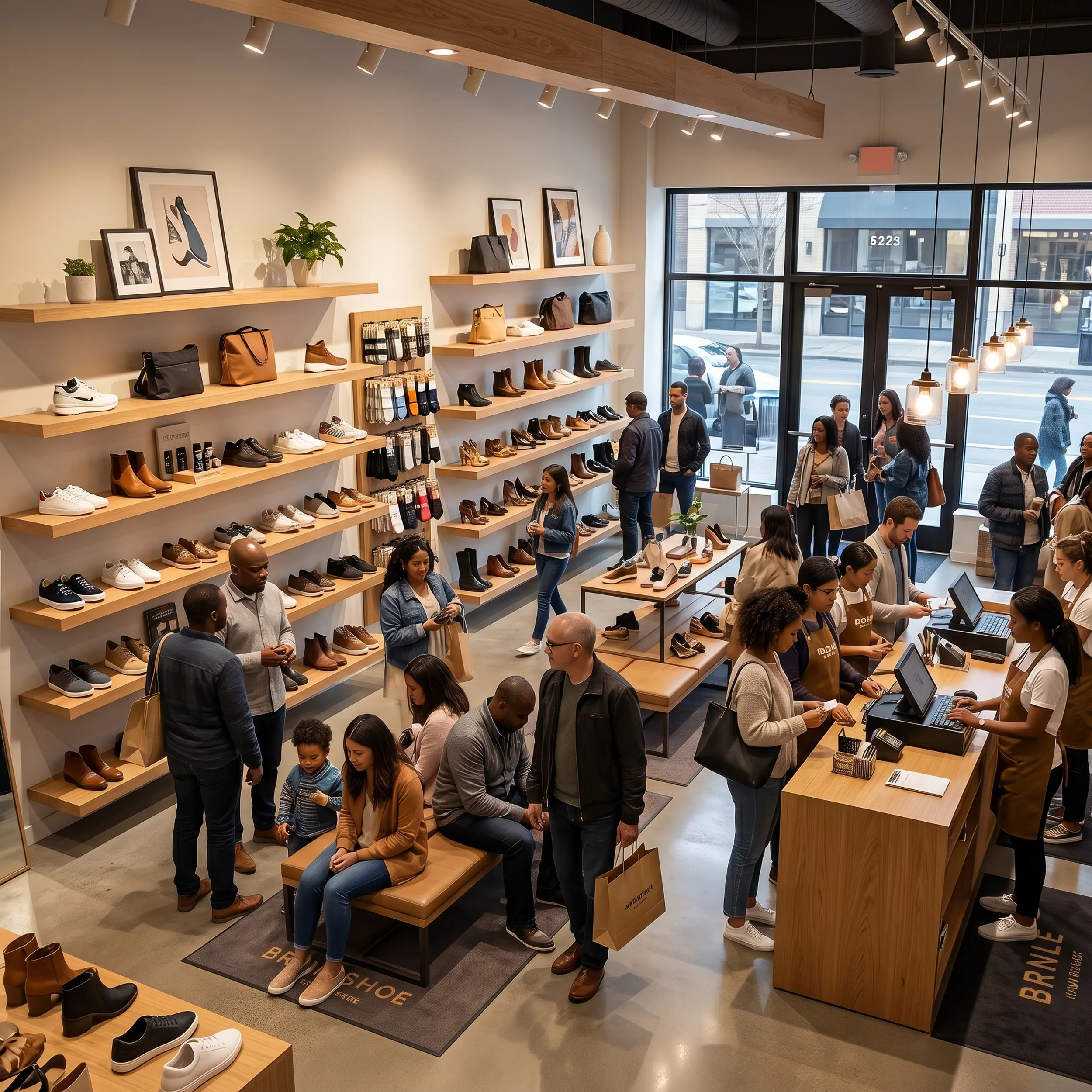 Bois Float hidden-bracket shelving styled for a boutique display